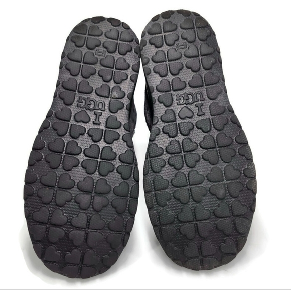 UGG I Heart Rock 'N Roll Grey Printed Hearts Black Studded Pull-On Short Boots - Picture 15 of 15